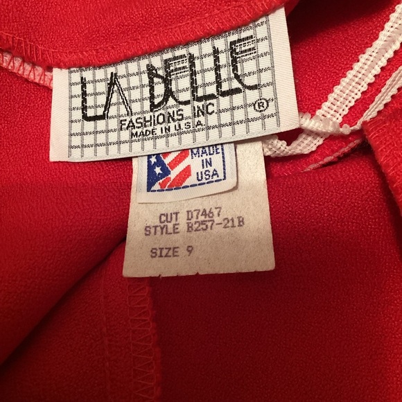 La Belle Red A-Line Mini Dress Crew Neck Short Sleeve - Picture 5 of 7